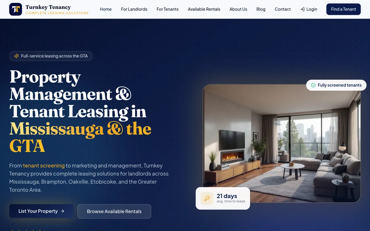 Turnkey Tenancy website — Real Estate